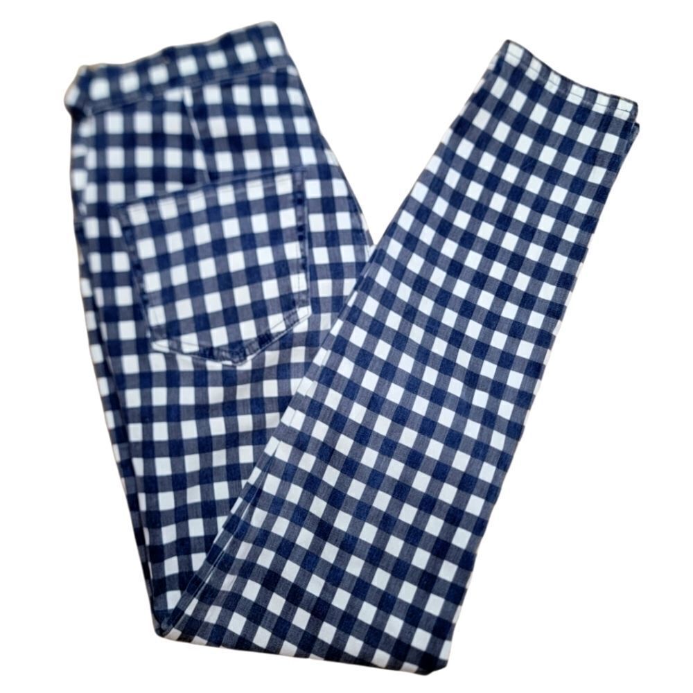 Madewell blue, black/gray, white 9" high riser skinny crop size 27 jeans plaid